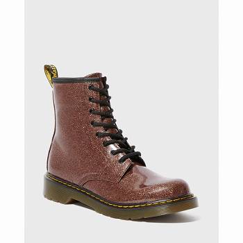 Dr Martens 1460 Glitter Lace Up - Hnede Cizmy Detske, D408SK